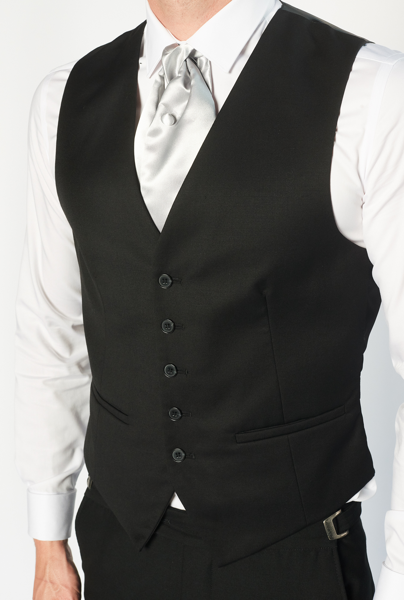 black vest and white shirt for hire/sale brittons formal wear